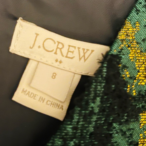J. Crew NWT Green and Gold Patterned Midi Dress - Picture 8 of 12
